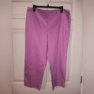 Talbots Pink and White Geometric Patterned Capri Pant Petite Womens Sz 12P